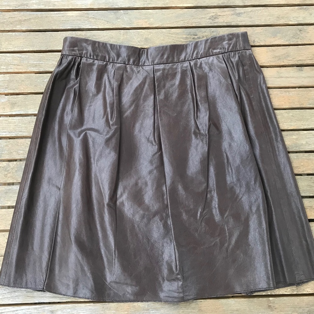 NWT Vince Leather Pleated A-line Mini Skirt Size M